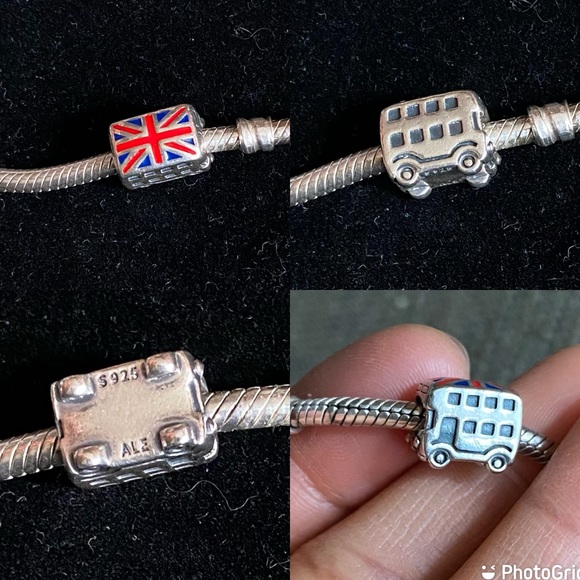 Authentic Pandora Snake Bracelet with 4 Pandora Charms EUC - Picture 4 of 10